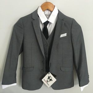 Grey Boys Slim Fit 5 Piece Suit - Size 10